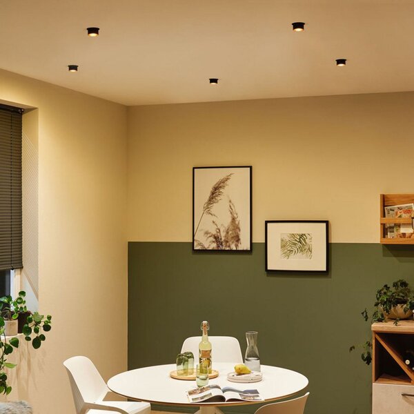 Paulmann Gil LED încastrat negru mat/auriu set 3x, reglabil, Negru, Baie, Metal, Modern, Corpuri de iluminat încastrate rotunde