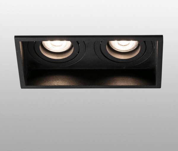 FARO BARCELONA Lampă încastrată Hyde, 2 becuri pivotantă pe negru, reglabil, Negru, Hol, Metal, Modern