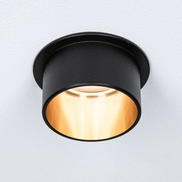 Paulmann Gil LED încastrat negru mat/auriu set 3x, reglabil, Negru, Baie, Metal, Modern, Corpuri de iluminat încastrate rotunde