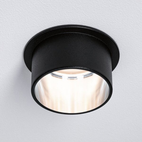 Paulmann Gil LED încastrat negru mat/fier set 3x, reglabil, Negru, Baie, Metal, Modern, Corpuri de iluminat încastrate rotunde