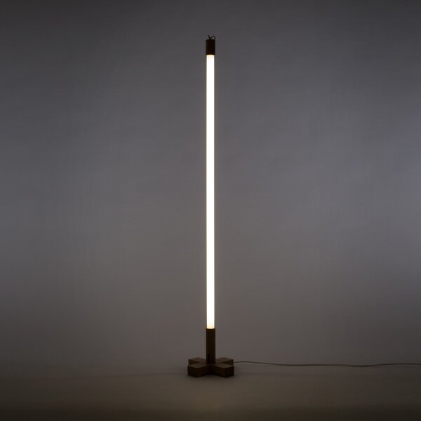 SELETTI Corp de iluminat cu LED Linea, alb, detalii din lemn, universal, Alb, Camera de zi / sufragerie, Sticlă, Design