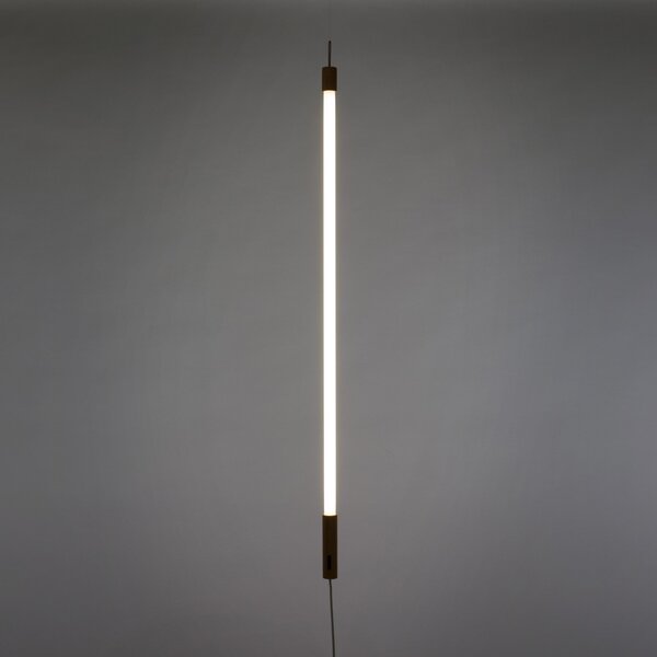 SELETTI Corp de iluminat cu LED Linea, alb, detalii din lemn, universal, Alb, Camera de zi / sufragerie, Sticlă, Design