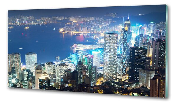 Panou sticla securizata bucatarie Hong Kong pe timp de noapte