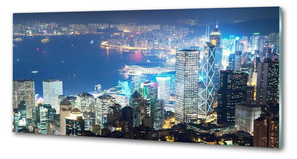 Panou sticla securizata bucatarie Hong Kong pe timp de noapte
