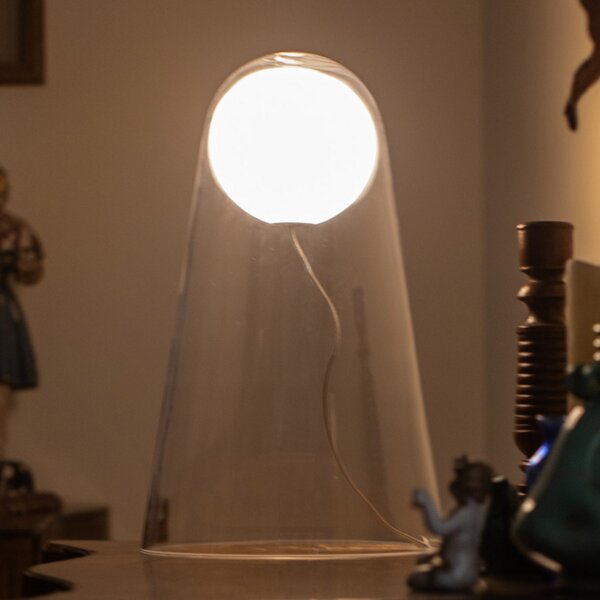 Foscarini Satellight lampă LED masă sticlă dimab., reglabil, Transparent, Camera de zi / sufragerie, Sticlă, Design