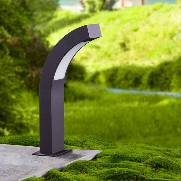 Lucande lampă cu soclu LED Lennik, 40 cm, antracit, metal, Negru, Aluminiu, Modern