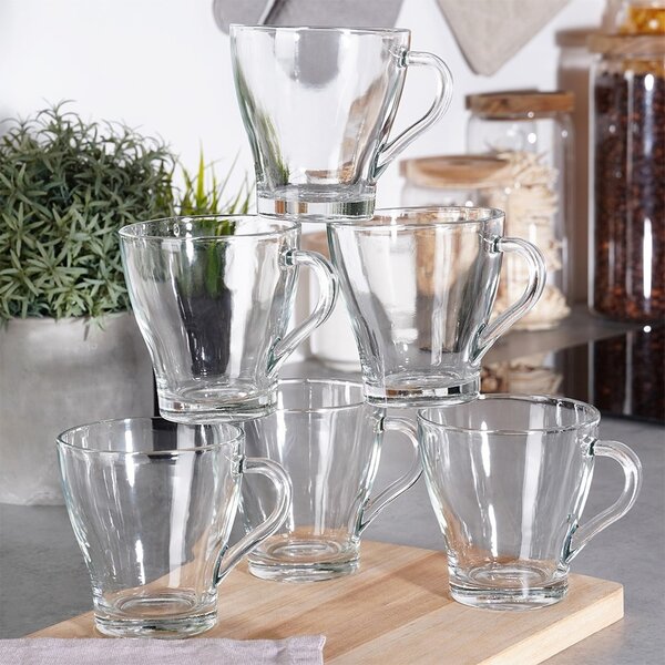 Set 6 pahare din sticlă pentru cafea și ceai Vilde 250 ml – Pahare transparente băuturi calde