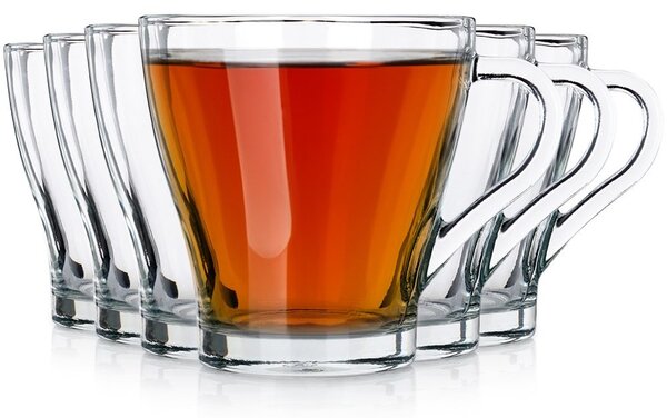 Set 6 pahare din sticlă pentru cafea și ceai Vilde 250 ml – Pahare transparente băuturi calde
