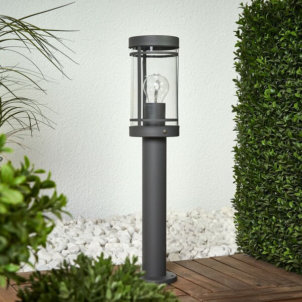Lindby Lampă cu soclu Djori, 50 cm, antracit, oțel inoxidabil, E27, Gri, Oțel inoxidabil, Modern