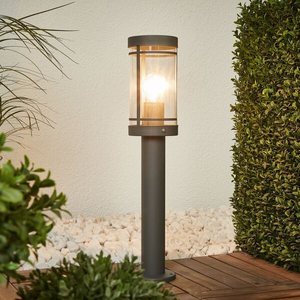 Lindby Lampă cu soclu Djori, 50 cm, antracit, oțel inoxidabil, E27, Gri, Oțel inoxidabil, Modern
