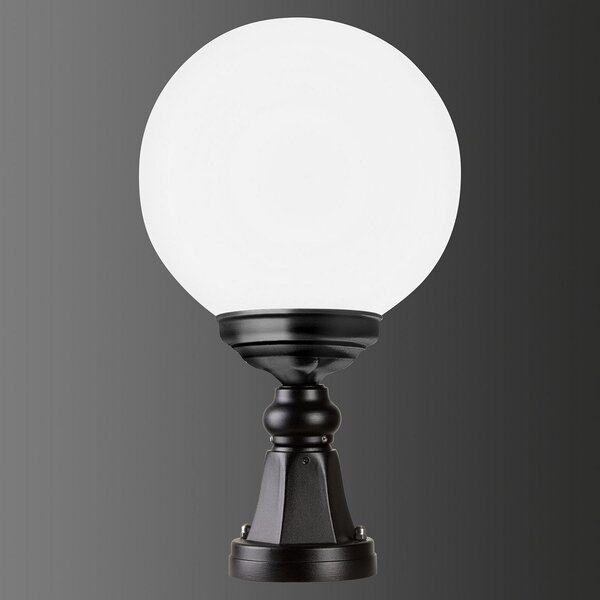 LCD Lampă cu postament 1141, abajur sferic, negru/alb, Negru, Metal, Antichitate, glob