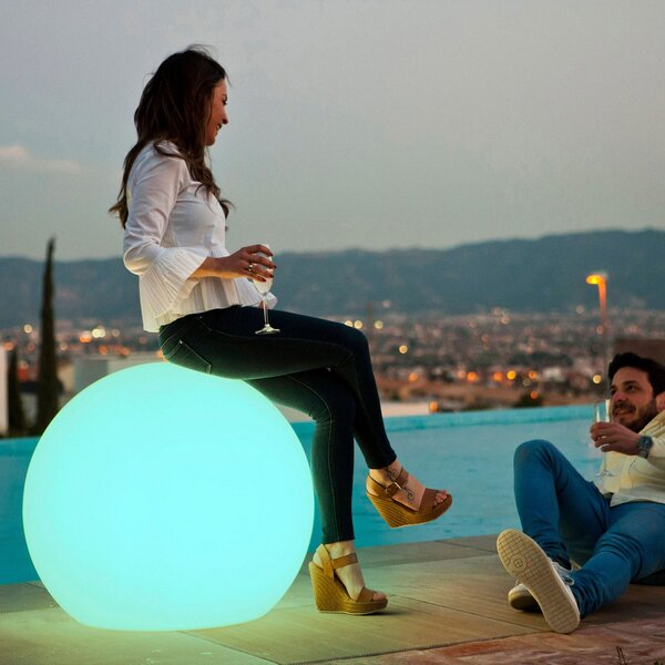 Newgarden Buly LED glob cu lumină solară IP65, Ø 80cm, reglabil, Alb, Plastic, Modern, Lumini solare