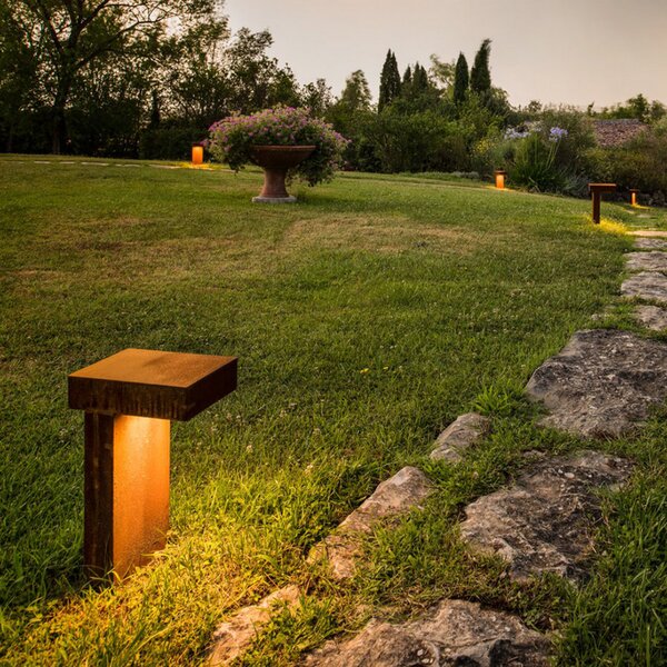 SLV Rusty Pathlight - lumină de soclu maro-ruginie, Maro / Rugină, Metal, Modern