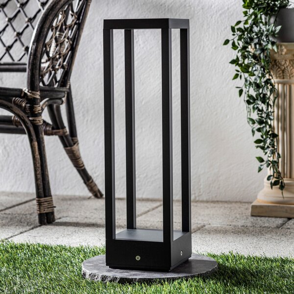 Lucande Lampă cu soclu Carlota, 50 cm, antracit, aluminiu, Negru, Metal, Modern