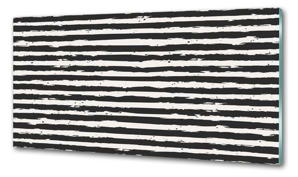 Panou sticlă decorativa bucătărie dungi negre și albe