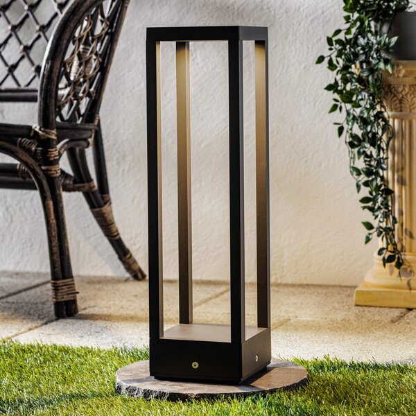 Lucande Lampă cu soclu Carlota, 50 cm, antracit, aluminiu, Negru, Metal, Modern