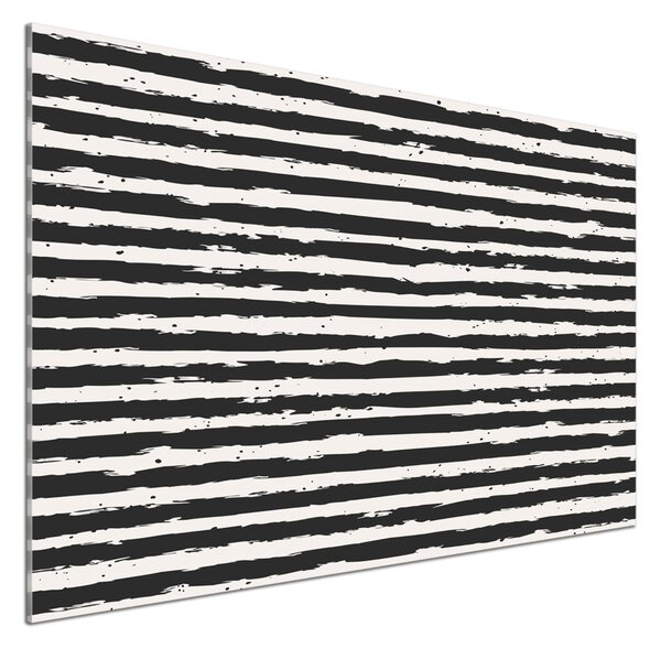 Panou sticlă decorativa bucătărie dungi negre și albe