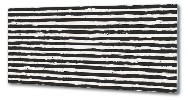 Panou sticlă decorativa bucătărie dungi negre și albe