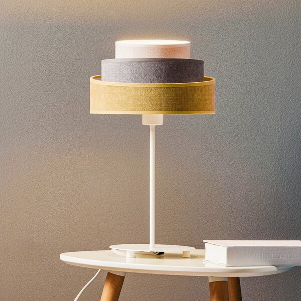 Duolla Lampa de masă Pastell Trio muștar/gri/gri deschis H 50cm, Galben, Camera de zi / sufragerie, Țesătură / Textil