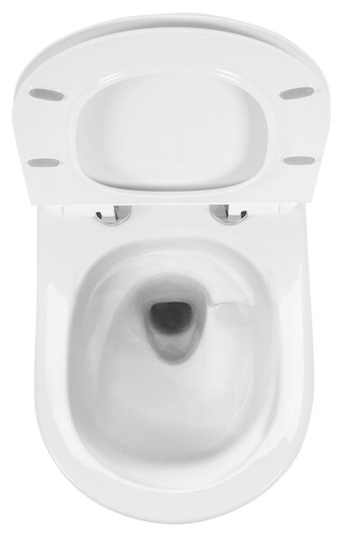Rea Carlo Mini, vas de toaletă montat pe perete Tornado Rimless 485x365x350 mm + scaun WC, alb lucios, REA-C8770