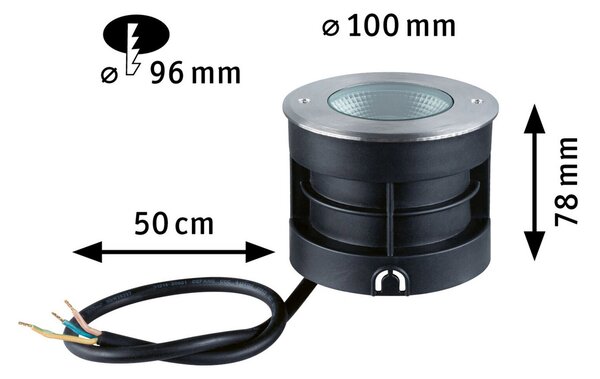 Paulmann Vanea LED cu LED-uri, IP67, Ø 10cm, Metalic, Metal, Modern, Corpuri de iluminat încastrate rotunde