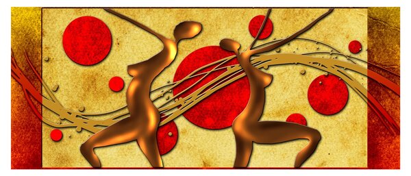 Tablou abstract cu două femei (120x50 cm)