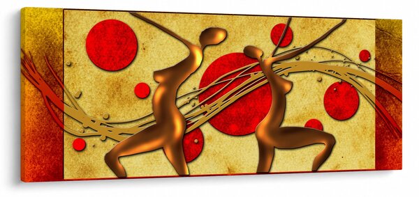 Tablou abstract cu două femei (120x50 cm)