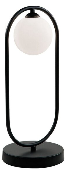 Viokef Fancy lampă de masă cu abajur sticlă, negru, Negru, Camera de zi / sufragerie, Metal