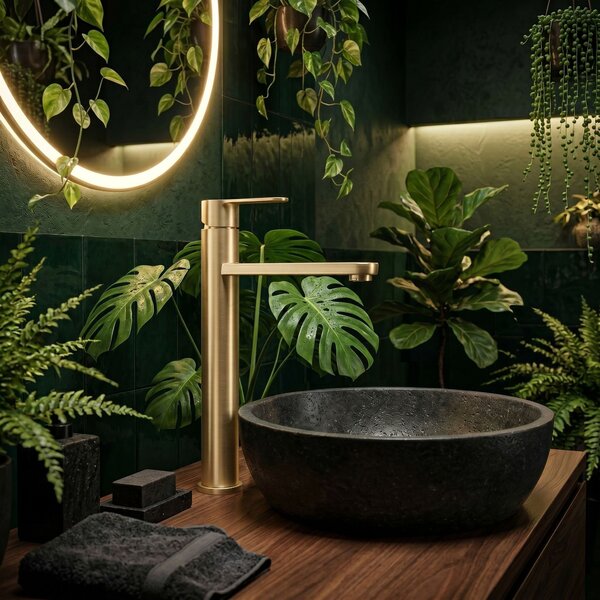 Baterie pentru baie Rea Arcos Brush Gold