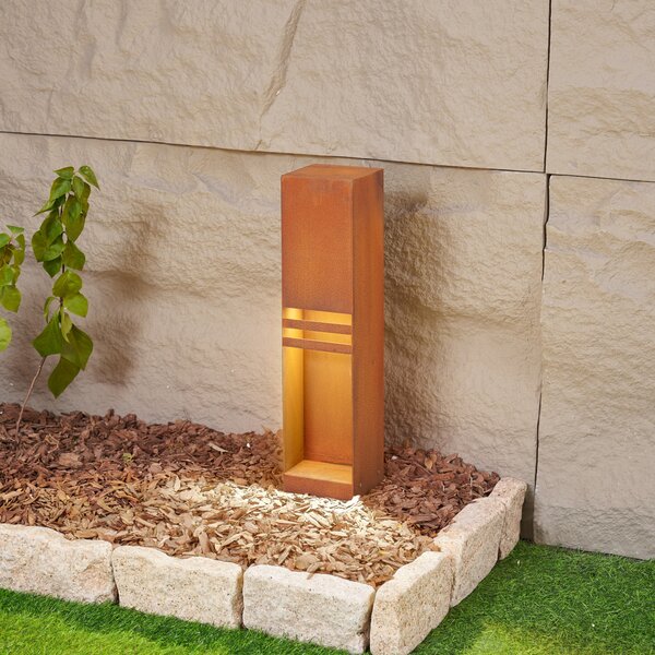 Lucande lampă cu soclu LED Oxido, culoare ruginie, înălțime 50 cm, IP44, Maro / Rugină, Metal, Modern