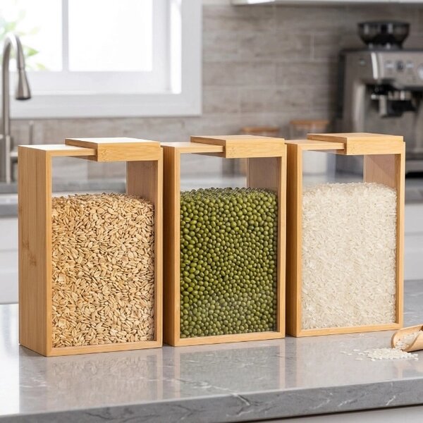 Cleargrain™ Borcan De Depozitare Din Lemn și Acril (3 Buc)