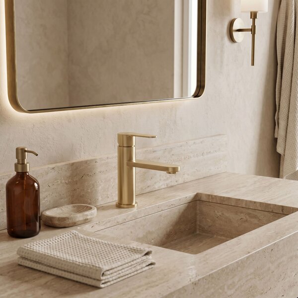 Baterie pentru baie Rea Arcos Brush Gold