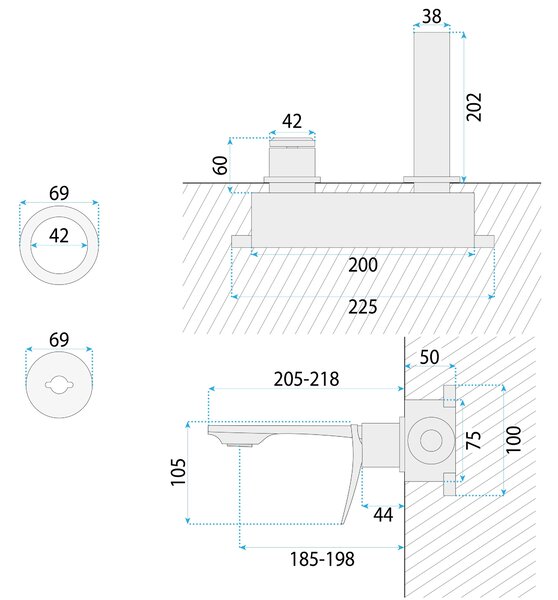 Baterie de lavoar încastrată REA VISION Chrome + BOX