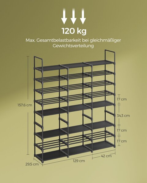 Raft pentru pantofi Songmics Negru 129x29.5x157.6 cm