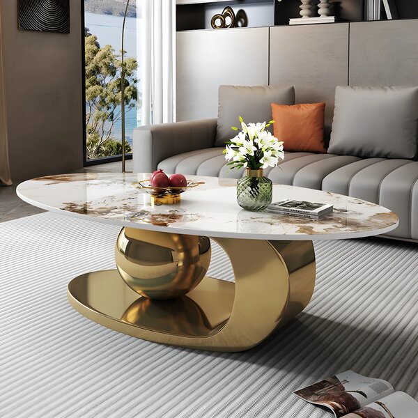Masuta Cafea Aris 130x70x42cm Gold
