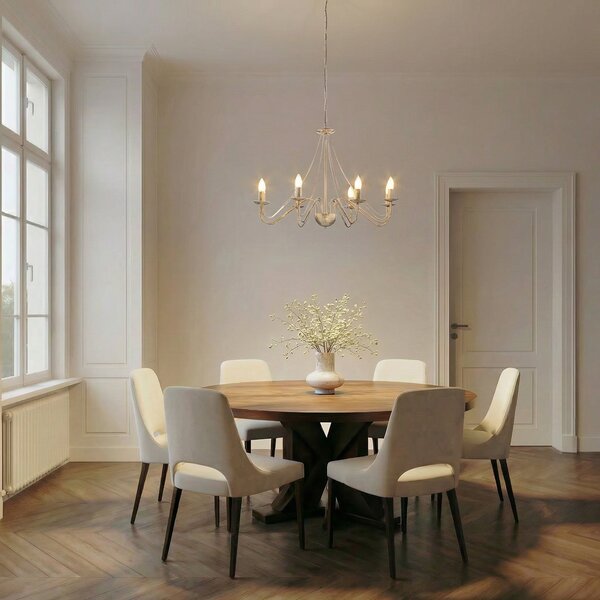 HELAM Candelabru Malbo, auriu alb, metal, 8 becuri, E14, reglabil, Auriu / Alamă, Camera de zi / sufragerie, Metal, Modern
