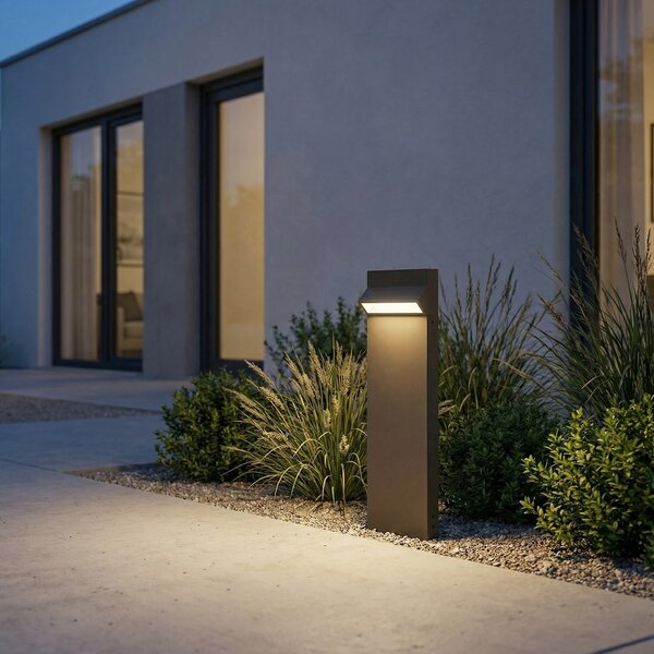 Arcchio Bornă luminoasă LED Vonar, înălțime 50 cm, antracit, Gri, Aluminiu, Modern