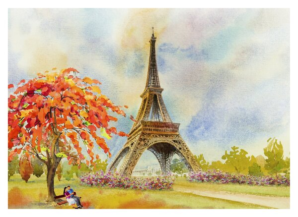 Tablou pictat cu turnul Eiffel (70x50 cm)