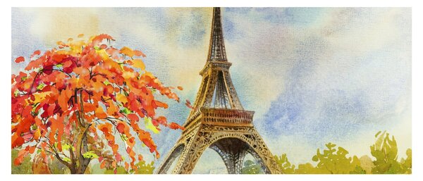 Tablou pictat cu turnul Eiffel (120x50 cm)