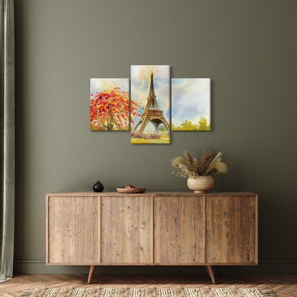 Tablou pictat cu turnul Eiffel (90x60 cm)