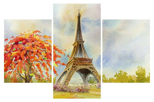 Tablou pictat cu turnul Eiffel (90x60 cm)