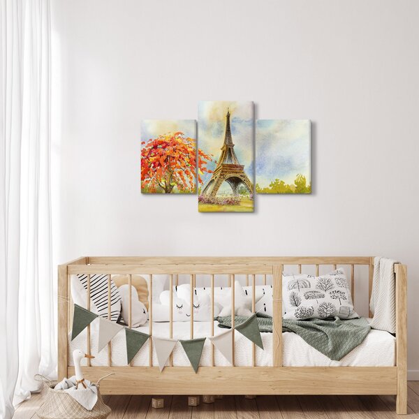 Tablou pictat cu turnul Eiffel (90x60 cm)