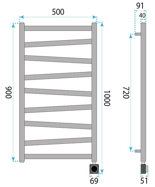 Radiator electric Rea Tevo 90X50 Black