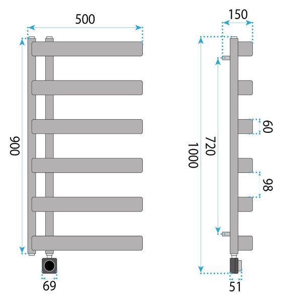 Radiator electric Rea Artas 90x50cm Gri