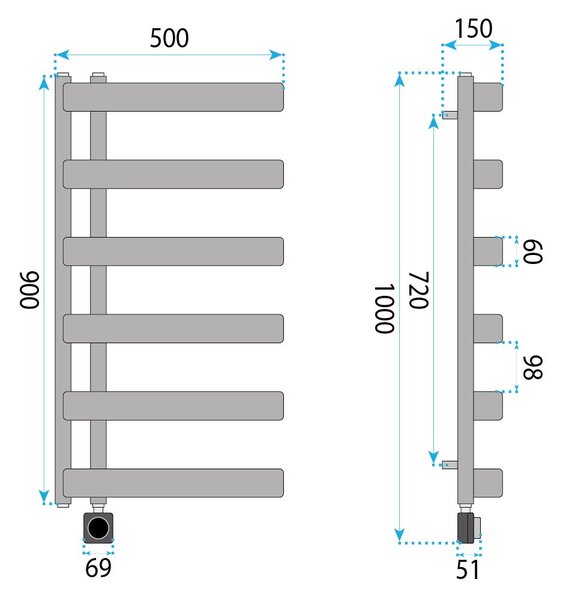 Radiator electric Rea Artas 90x50cm Negru