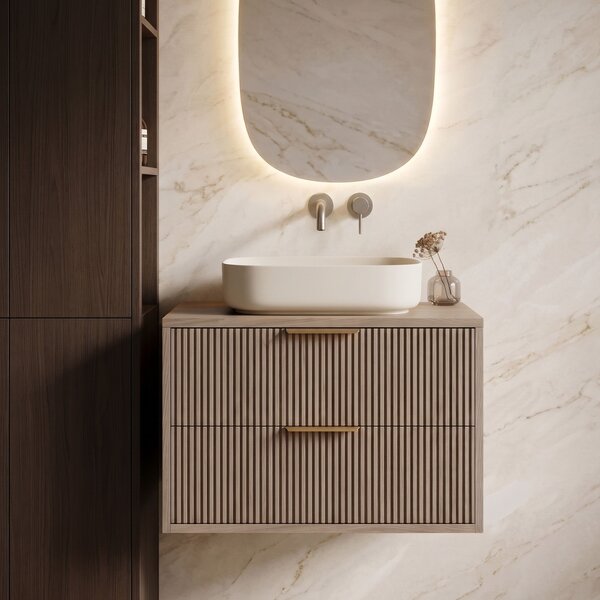 Dulap baie pentru lavoar Rea Mono 60cm Grey Oak