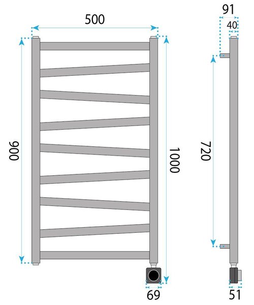 Radiator electric Rea Tevo 90X50 Grey