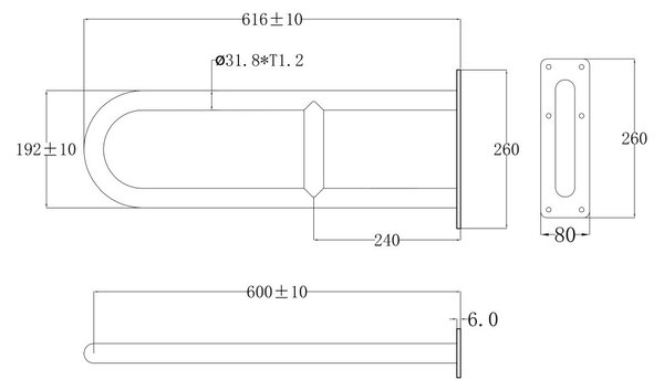 Mereo Mereo, Mâner fix Mereo, oțel inoxidabil, 60 cm, MER-KD9030
