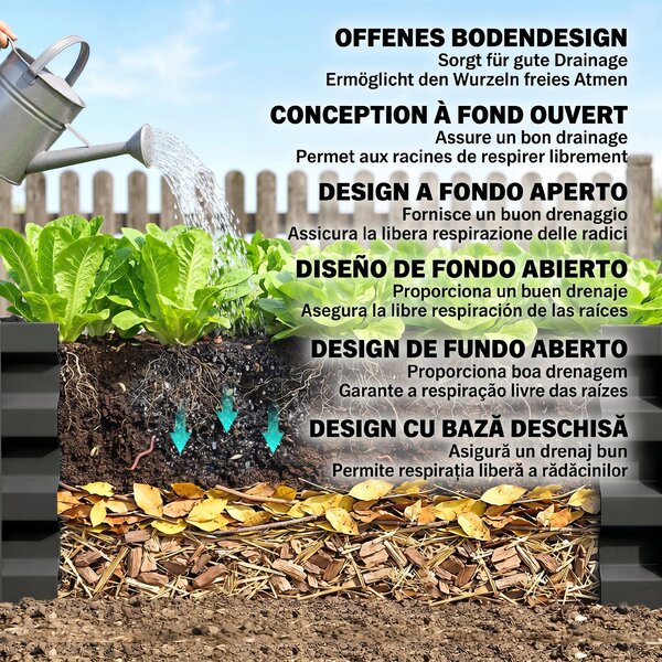 Outsunny Set de 2 Paturi Galvanizate Inaltate pentru Gradina, Cutie de Plantare Inaltata pentru Exterior, Usor de Asamblat, pentru Cultivarea Florilor