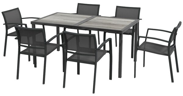 Outsunny Set Masa de Grădină 7 Piese, Scaune Stivuibile, Set Masa Exterior pentru Terasă, Design Modern și Confortabil | Aosom Romania